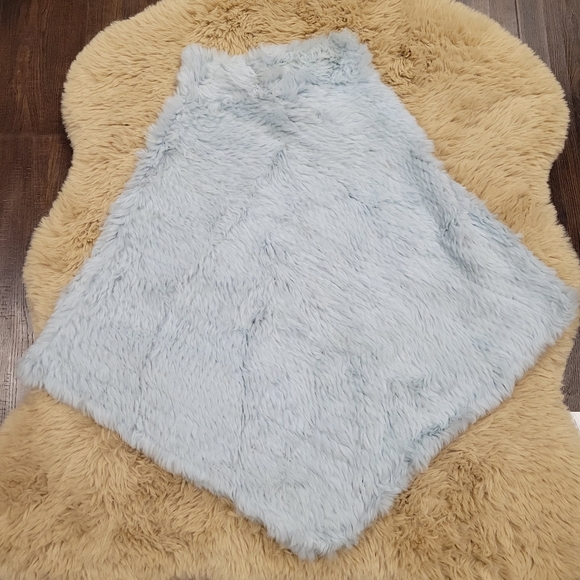 Brandon Thomas 100% rabbit fur poncho Baby Blue Y2k 2000s 90s Pastel - Picture 1 of 5